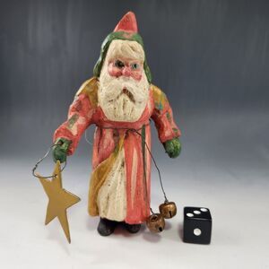 House of Hatten 1988 Folk Santa Elf Holding Star D Calla Christmas Ornament VTG